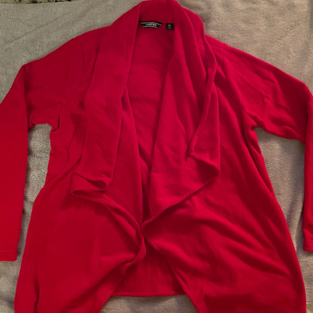 Lands' End Wmns Waterfall Fleece Jacket / Cardigan Red - NEW sz Medium